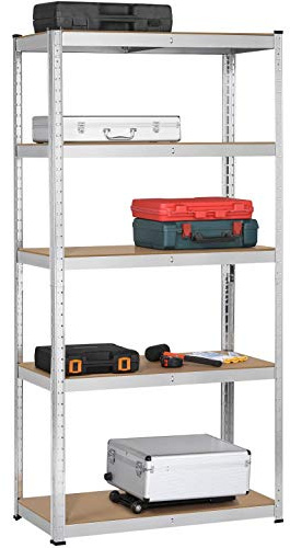 Yaheetech Etagère de Rangement Galvanisé Clipsable 5 Tablettes 180 x 90 x 40 cm Étagères de Garage Charge Lourde 875 kg Résistant