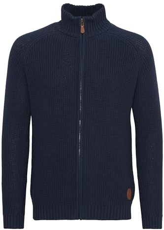 Solid Xenos Cárdigan Chaqueta De Punto Grueso para Hombre con Cuello Alto De 100% algodón, tamaño:S, Color:Insignia Blue (1991)