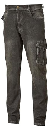 U-Power World, Pantaloni Cargo Slim Fit, con Multi Tasche Frontali e Laterali, Pantaloni Comodi ed Estensibili, con Bottone Frontale, Tessuto Traspirante (BLACK CARBON - S)