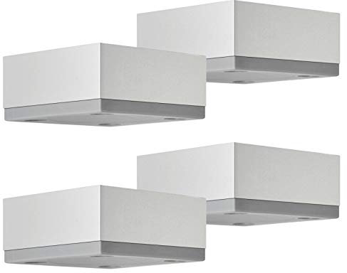 SOTECH 4er Set Möbelfüße Motel 65 x 65 mm Höhe 25 mm Silberoptik eloxiert Bodengleiter aus Aluminium