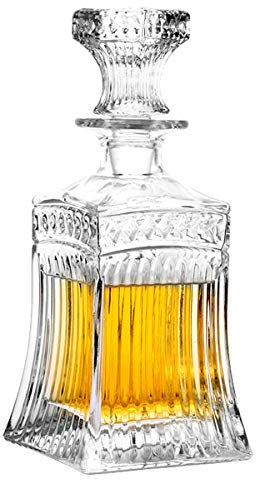 Decanter in vetro con tappo geometrico ermetico, decanter per whisky, per vino, bourbon, brandy, liquori, succhi di frutta, acqua, collutorio, vetro italiano senza piombo (500 ml)