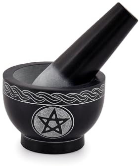 Kaizen Casa Juego de mortero y mortero único – Molinillo de piedra sólida para hierbas, especias, guacamole, ajo, jengibre, raíz