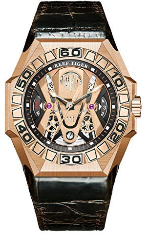 REEF TIGER Herren Tourbillon Automatik mit Edelstahl Armband RGA6912 (RGA6912-PPWL)