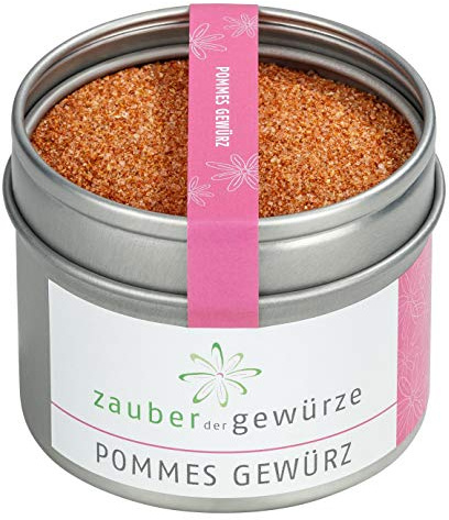 Zauber der Gewürze Pommes Gewürz - Würzsalz für Pommes und viele weitere Kartoffel-Gerichte, Pommes Frites Salz in Spitzen-Qualität in wiederverschließbarer Aroma-Dose, 100 g