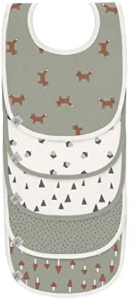 LÄSSIG Baby Kleinkind Lätzchen Set (5 Stk.) Klettverschluss Baumwolle wasserdicht/Value Pack Bib Little Forest Fox