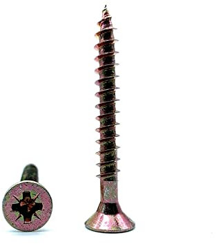 DOJA Barcelona | Tirafondos para Madera Con Punta Philips | 100 Tornillos para Madera 4 x 60mm + 1 Punta PZ2 | Cabeza Avellanada | Tornillo para aglomerado, Contrachapado, Muebles...