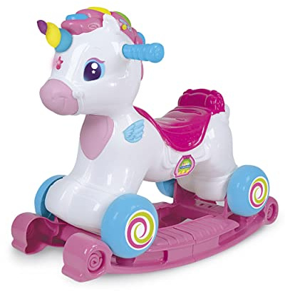 Clementoni - 17753 - Nuvola Dolce Unicorno - Ride On Educativo, Parlante in Italiano E Inglese, 3 in 1 (Cavalcabile, Centro attività, Dondolo), Primi Passi, Giocattolo 1 Anno - Made in Italy