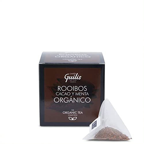 CAFES GUILIS DESDE 1928 AMANTES DEL CAFE Rooibos Ekologiskt Kakao och Mynta i Blad Box 15 pyramider - Pack 4
