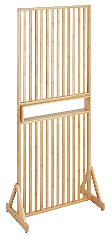 WENKO Séparateur de pièce Kailua, cloison de qualité 100% bambou avec étagère intégrée, idéal pour partager des pièces ou comme élément de déco, (l x h x p) : 72 x 178 x 40 cm, brun