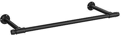 SONGMICS Barra Appendiabiti da Parete, Tubo Attaccapanni da Muro, Stile Industriale, Salvaspazio, 30 x 84 x 7 cm, Portata di 60 kg, Facile da Montare, Acciaio, Nero HSR140B01