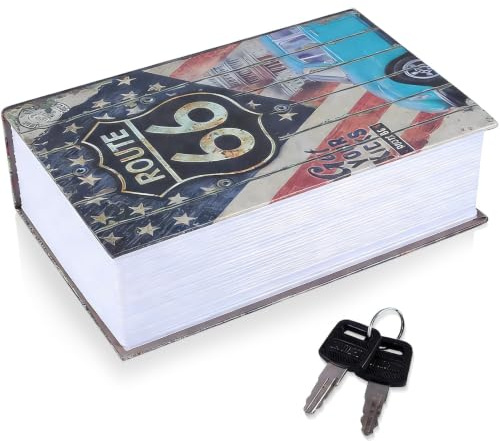 Libro de distracción tipo diccionario con cerradura de llave, caja de seguridad secreta oculta, libro de seguridad de ABS y aleación de aluminio para dinero en efectivo y joyas, 7,09 x 4,53 x 2,17