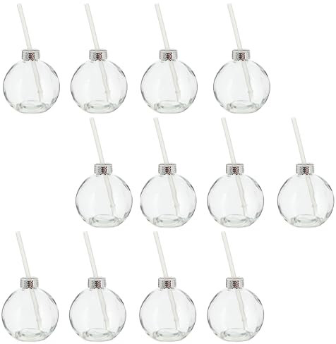 Novaliv Lot de 12 Tasses de Vin Chaud Personnalisables - 400 ml - Avec Paille - Boule de Noël Comme Gobelet - Motif Sapin - Chauffe-mains