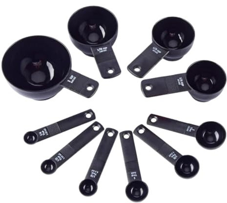 MAGICLULU 3ensembles Cuillères Et Tasses à Mesurer Empilables Noir Outils De Cuisine Pratiques Pour Dosage De Liquides Et Ingrédients Secs
