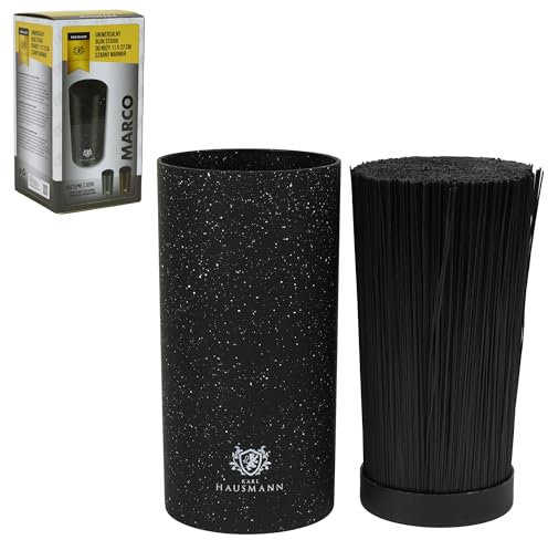 KARL HAUSMANN Bloc à Couteaux Universel 22 x 11 cm - Porte Couteau avec Insert à Poils Amovible Doux - Base Solide Antidérapante - Rangement Couteaux Cuisine en Plastique (Noir Marbre)