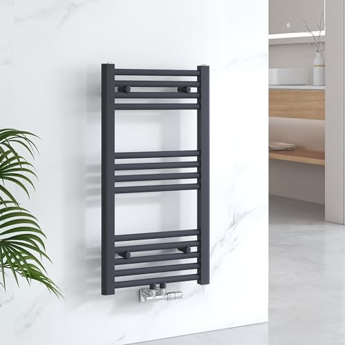 EMKE Badheizkörper 75x40 cm, Handtuchheizkörper Mittelanschluss Badheizkörper Handtuchhalter Handtuchwärmer Handtuchtrockner Heizkörper Klein Badezimmer Handtuchheizung Anthrazit 244W