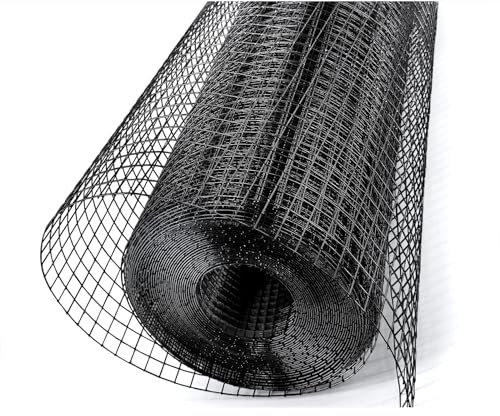 Metamesh Black Hardware Cloth 1/2 inch 48 x 100' 19 Gauge - Sturdy Vinyl Coated Welded Wire Mesh Roll for Reliable Garden Protection and Chicken Coop Solutions, Built to Last