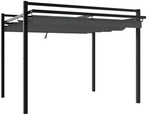 vidaXL Gazebo Giardino con Tetto Retrattile Antracite 3x3 m Alluminio, gazebo da esterno, padiglione, pergola, gazebo da patio, padiglione da giardino