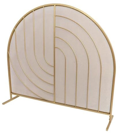 Pare Feu CheminéE Pare-étincelles de Cheminée en Laiton Doré, Couvercle de Cheminée Moderne à Dessus Arrondi, Grille de Fer Autonome pour Cheminées, Clôture de Sécurité Décorative pour Cheminée