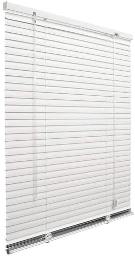 Persiana veneciana de aluminio de pared blanca con láminas inclinables de 25 mm, parasol para ventanas y puertas, 180 x 180 cm