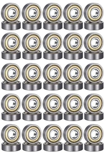 50-pack 608 ZZ kullager, 8 mm x 22 mm x 7 mm metall dubbelskyddande miniatyr spårkullager för skateboard, skoter, inline-skridskor