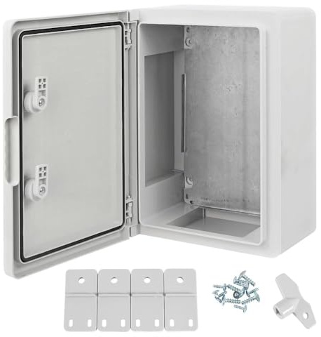 Armario de Distribución para Pared con Placa de Montaje Galvanizada, Caja Industrial de Control Vacía de Plástico ABS con Puerta Protección IP65, tamaño 250x350x150