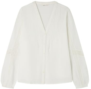 Springfield Long Blouse with Pintucks and Laces ON Sleeves Blusa De Manga Larga, Marrón, 42 para Mujer
