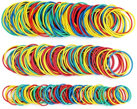 630 pièces élastiques colorés, 25/38/43 mm de diamètre, petits élastiques multicolores, pour le bricolage, l'artisanat, les stylos, les pailles, les livres