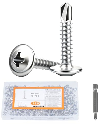 120 PzViti Autofilettanti a Testa Cilindrica in Metallo, M4,2x19 mm Viti per Lamiera, Set di Viti in Acciaio Inox per lavorazione dei metalli, legno, plastica