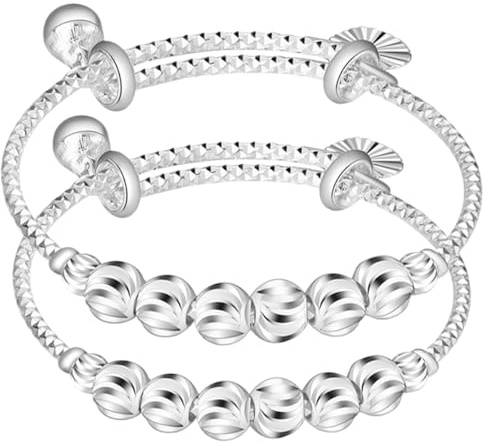 Hohopeti 2 St Justerbara Babyarmband med Kläppar för Pojke Flicka Flickor Söt Justerbar Spädbarns Bangle Smycken med Klara Ljud för Födelsedagar och Fullmånsfiranden