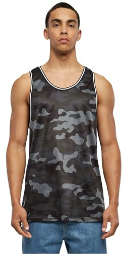 Urban Classics Camo Mesh Tanktop Hombre Top Tirante Ancho Camuflaje Oscuro Regular