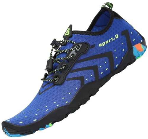 SAGUARO Badeschuhe Damen Herren Wasserschuhe Schwimmschuhe Schnelltrocken Aquaschuhe Strandschuhe Leicht Neoprenschuhe Surfschuhe rutschfeste Tauchschuhe Wassersportschuhe Stil 1:Blau Gr.44 EU