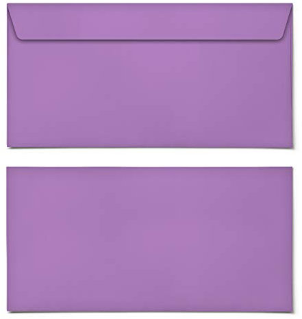 (100 x) Briefumschläge DIN-Lang - Lila Briefumschlag Kuvert Briefkuvert Umschlag