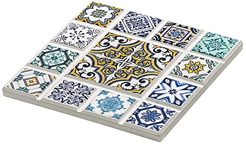 Zassenhaus Untersetzer Orientalisches Design Raute, Keramik, mit Rutschfestem Korkboden 16 x 16 x 1 cm