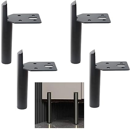 ALXEH 3 Inch Furniture Legs Black Coffee Table Feet, Mid-Century Metal Furniture Leg for Sofa Cabinet Ottoman, Set of 4 Side Mounted Style Home DIY Replacement Feet