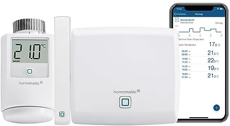 Homematic IP Smart Home Access Point + Heizkörperthermostat + Fenster- und Türkontakt – optisch, Steuerung für Heizung per App, Alexa & Google Assistant, einfache Installation, Energie sparen