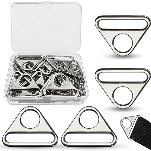 xianzhanEU 40 Stück D Ringe, 38mm Dreieckige Versteller, Metall Taschenzubehör, Taschenzubehör zum Nähen, mit Kasten, für DIY Handtasche Webbing Dog Collars Taschenzubehör