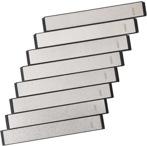 RUIXIN PRO 8 Pcs Diamond Knife Sharpening Stones for RUIXIN PRO RX-008 RX-009 Knife Sharpener Fixed-Angle Kit, Professional Whetstone Set With Base: 100/200/500/800/1000/1500/2000/3000 Grit
