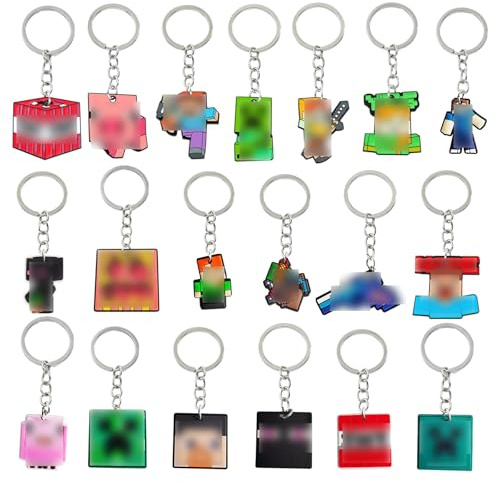 Guidre 19 portachiavi da gioco per bambini, con ciondolo a forma di anime, per la scuola, per il compleanno dei bambini, per il videogioco