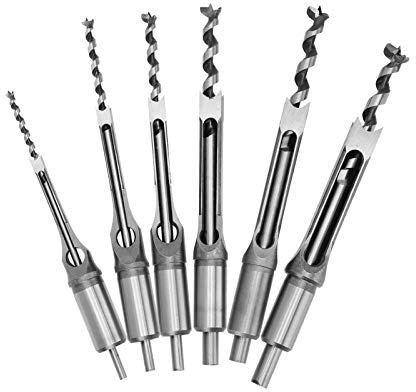Juego de 6 Brocas Cuadradas para Madera, Brocas de Escoplo Profesionales para Agujeros Cuadrados, Herramientas de Carpintería con Barrena y Cincel