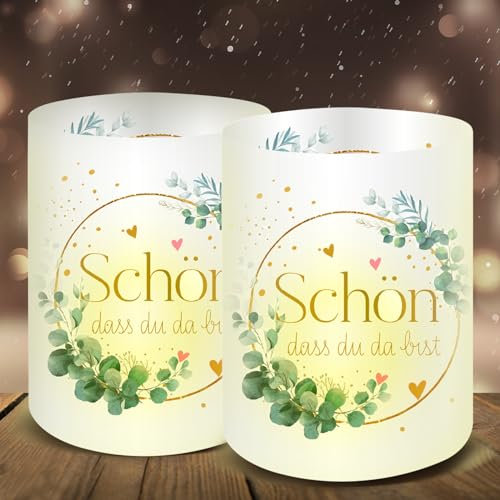 Moorle 12 Windlicht Tischdek Geburtstag, Schön DASS Du Da Bist Tischdeko, Windlichter Deko with Hochzeit Konfirmation Taufe Kommunion für Teelichter oder Kerzen