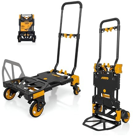 VITO VICTD2137 VICTD2137 - Carretilla de mano 2 en 1 resistente y plegable (70 kg de carretilla/plataforma de 137 kg) - Ruedas resistentes - Carro de mano de plástico y acero 7,2 kg (VICTD2137)