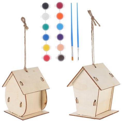 WHAMVOX 2sätze Vogelhaus Bastelset Für Mädchen Unvollendete Vogelhäuser Bemalen Basteln Für Mädchen Für Dekoration Und