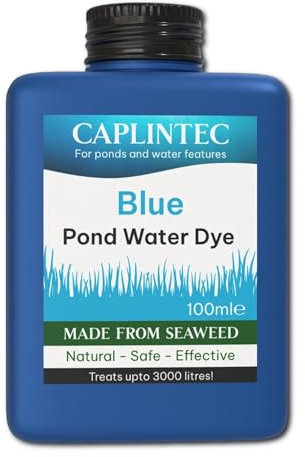 CaplinTec Blue Pond Dye | Eco-Friendly Blue Liquid Pond Dye Safe for Fish and Wildlife | Pond Algae Control & Weed Prevention | Water Garden Pond Treatment 3000 Litres Coverage (100 ml, Blue)
