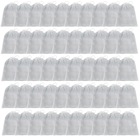 50 bolsas para zapatos antiamarillamiento para viajes, bolsas de polvo de tela no tejida con cordón para proteger los zapatos de daños solares, amarillear, polvo y suciedad, 32*48, ver descripción,