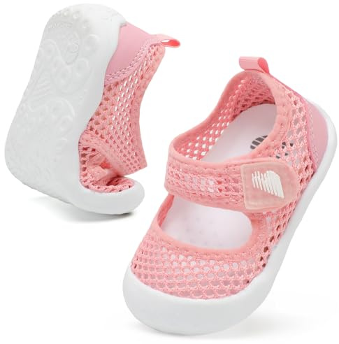 JOINFREE Baby Summer Shoes Non-Slip Toddlers Sandals Boys Girls Beach Shoes Lightiwehgt Bareathable Water Shoes Mesh Pink 6-12 Months