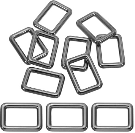 PATIKIL Anillos Rectangulares de Metal Plano 3/4 / 19mm, 8 Piezas Hebilla de Anillo Cuadrado para Correa de Tejido para Hacer Cinturones de Cuero Bolsas DIY, Negro