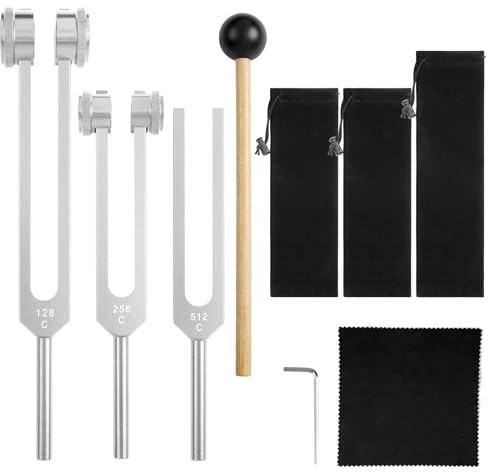 AOGOE Tuning Forks for Healing (128Hz, 256Hz, 512Hz), Aluminum Alloy Non-Magnetic Tuning Fork, Body Weighted Tuning Forks for Chakra Healing, Sound Therapy, Tuning Fork Set Frequency Healing Devices