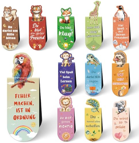 24 Magnetische Lesezeichen Kinder,Geschenke zur Einschulung Mädchen Junge,Kleinigkeiten für die Schultüte,Abschiedsgeschenk Kinder,Mitbringsel Kindergeburtstag Gastgeschenke,Kindergeburtstag Mitgebsel