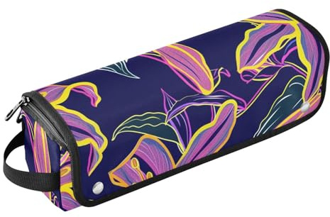 famyily Sac de voyage pour outils de coiffure pour femme avec tapis en fer amovible pour fer à lisser, fer à friser, sèche-cheveux - Lys violets - Art moderne noble