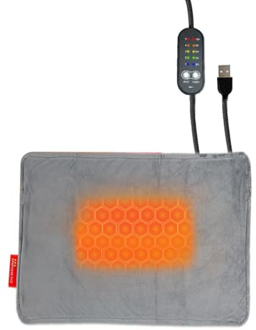 AMISENK Tapis chauffant alimenté par USB pour chats, chiens, petits animaux, contrôle de la température réglable, tapis en polyester doux, tapis chauffant pour chats avec USB
